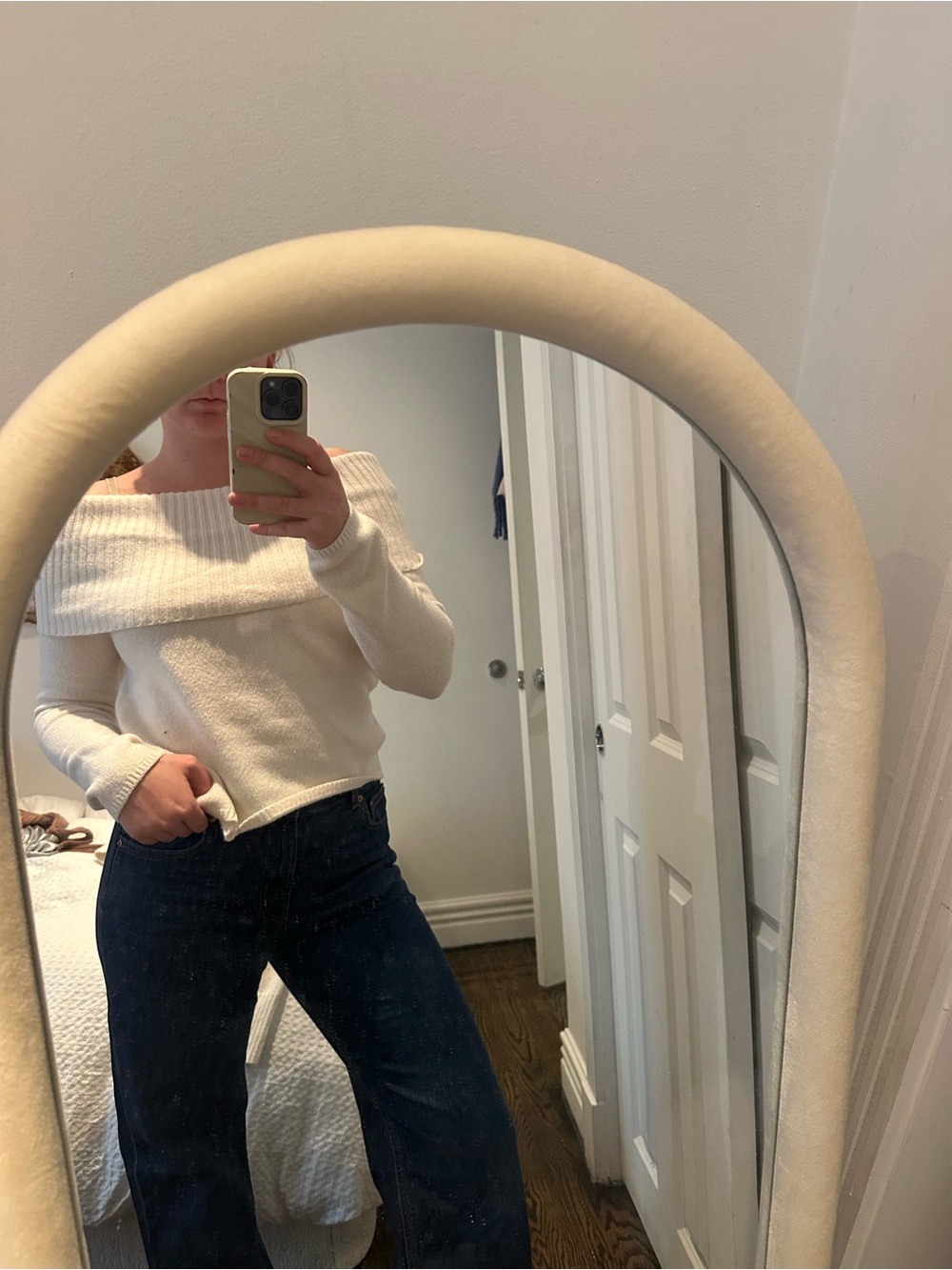Old Navy Off-the-Shoulder Fold-Over Sweater - Cream